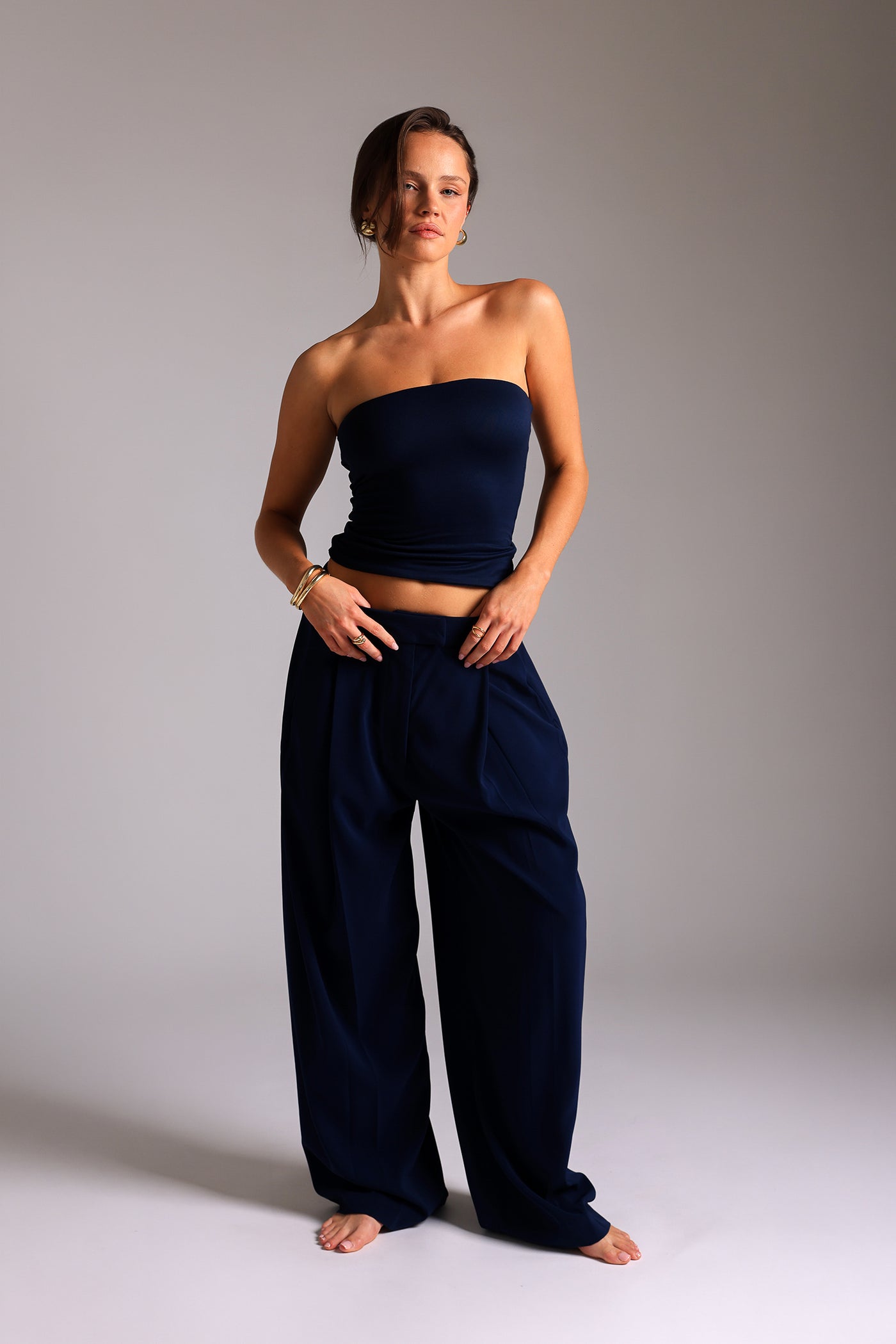 The Ivy Wide-Leg Trousers - True Navy