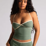Contour Split-Back Cami - Garden Green