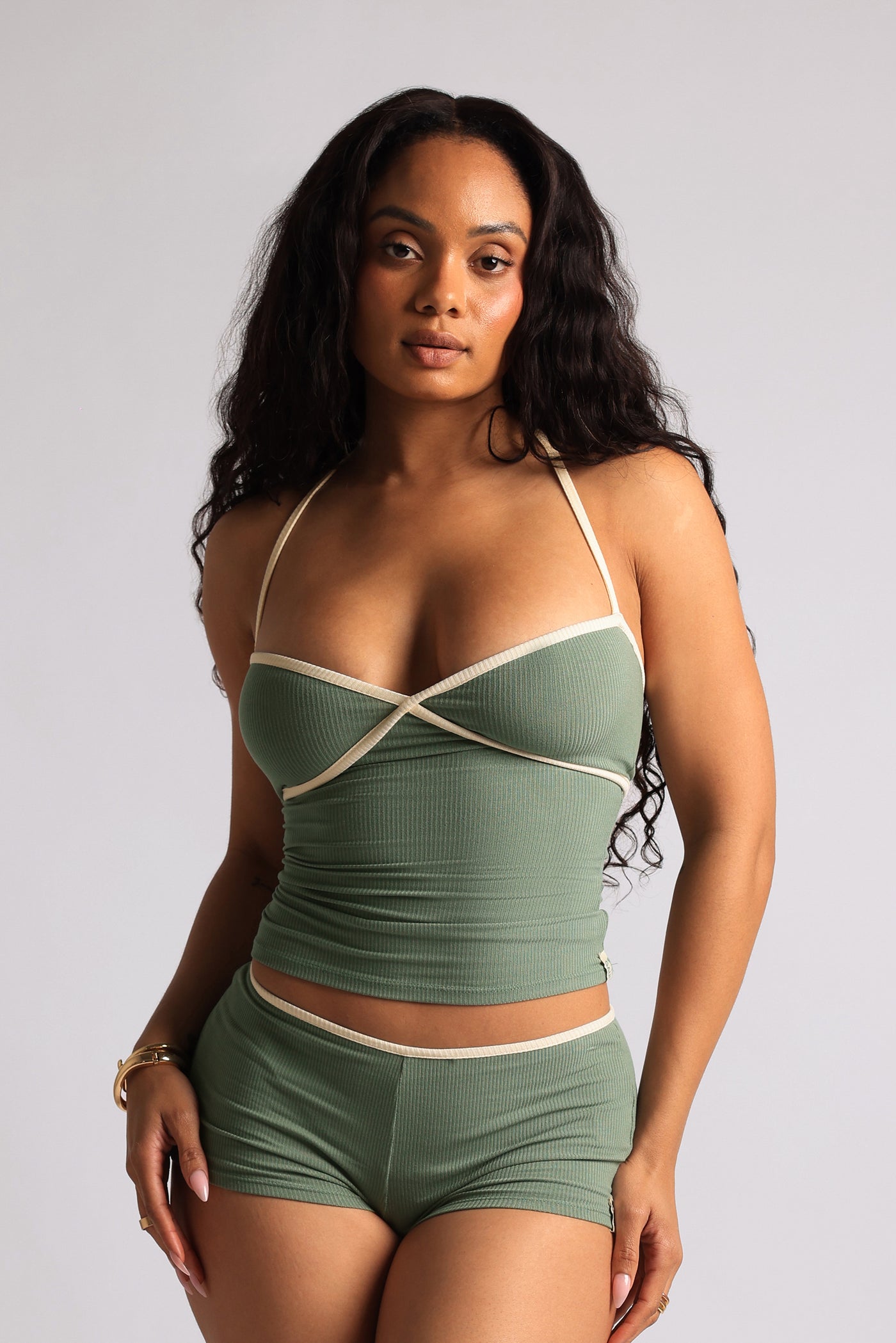 Contour Split-Back Cami - Garden Green
