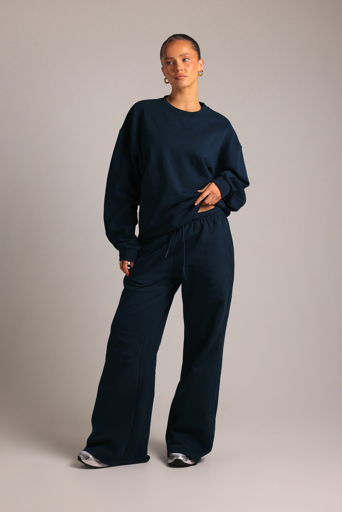 Crewneck Oversized Sweatshirt  - True Navy