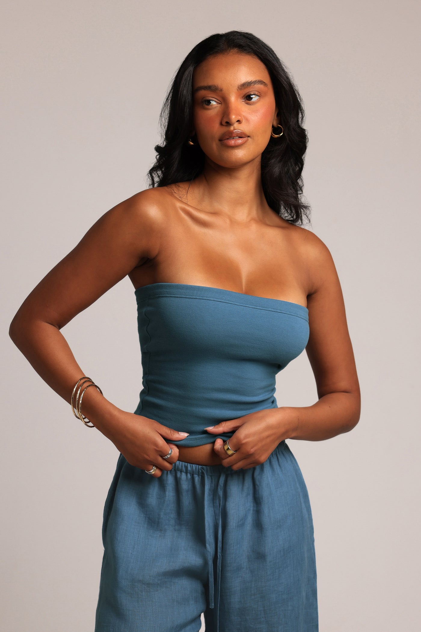 Banded Tube Top - Azul