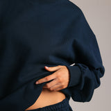 Crewneck Oversized Sweatshirt  - True Navy