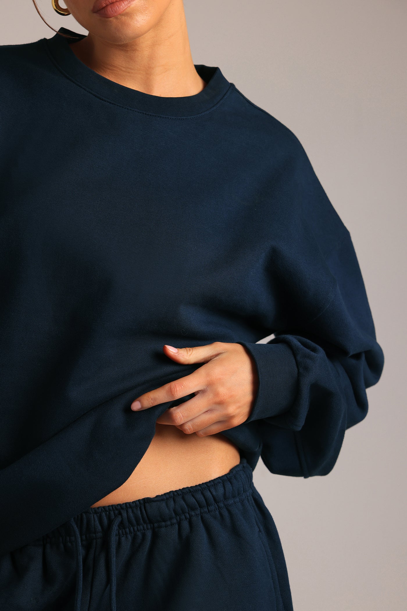 Crewneck Oversized Sweatshirt  - True Navy