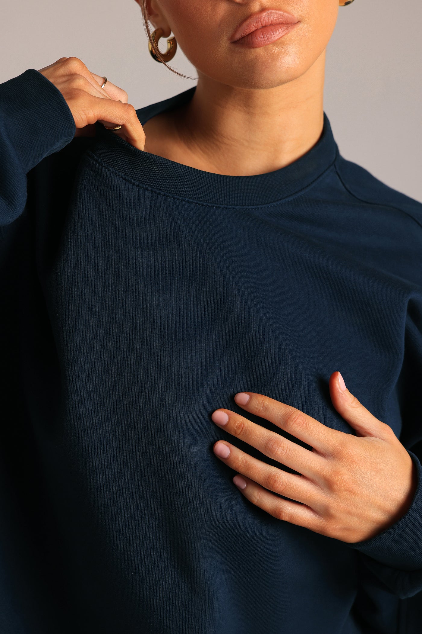 Crewneck Oversized Sweatshirt  - True Navy