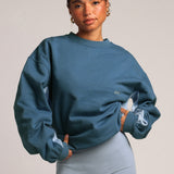 Contrast-Rundhals-Sweatshirt – 90s Babyblau/Azul