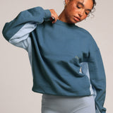 Contrast-Rundhals-Sweatshirt – 90s Babyblau/Azul