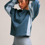 Contrast-Rundhals-Sweatshirt – 90s Babyblau/Azul