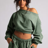 Drop Shoulder Sweatshirt - Garden Green