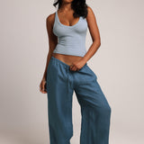 Plunge Split-Back Tank - 90s Baby Blue