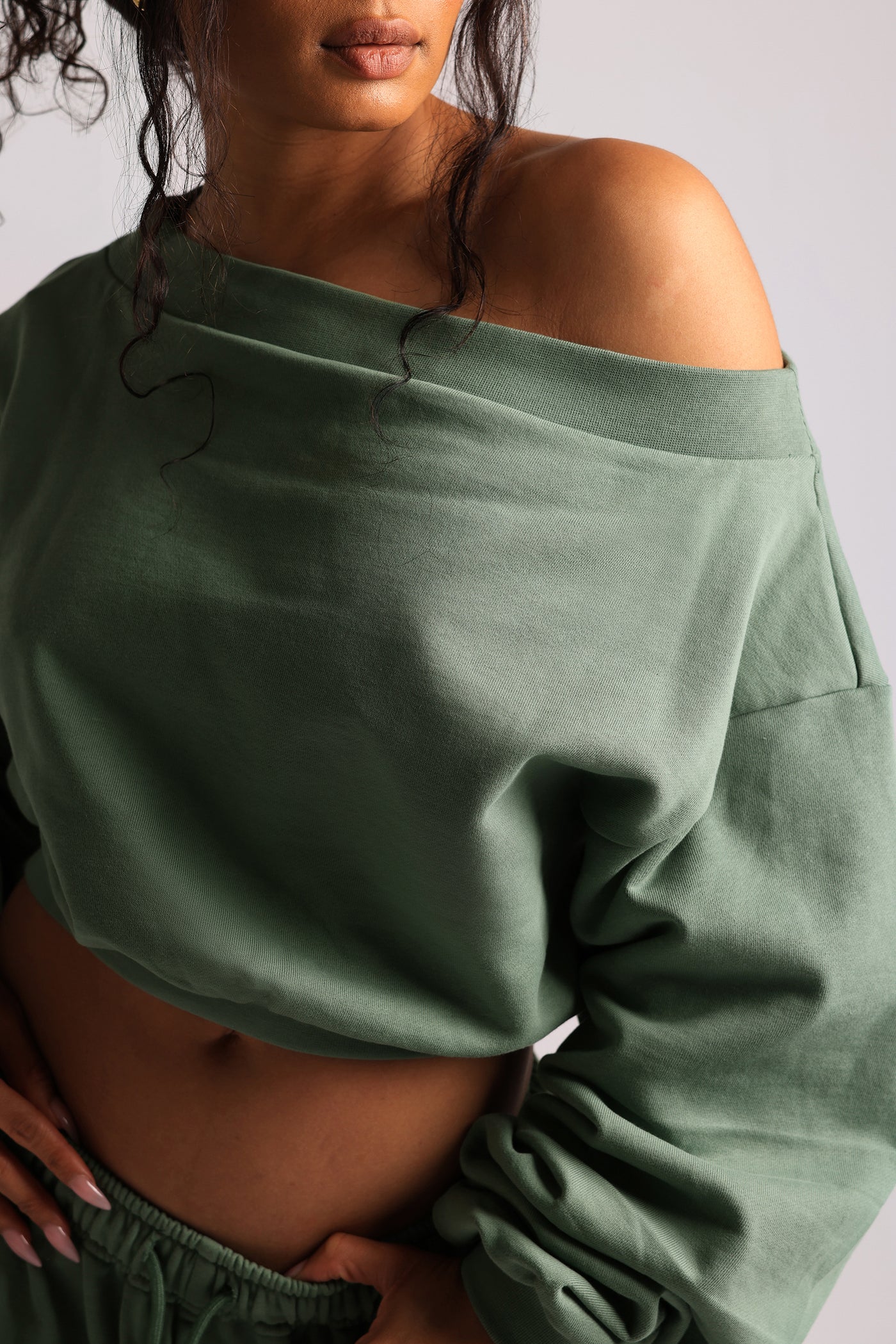 Drop Shoulder Sweatshirt - Garden Green