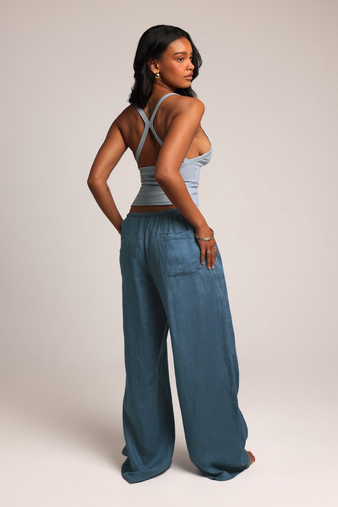 Plunge Split-Back Tank - 90s Baby Blue