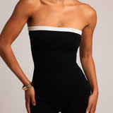 Contrast Strapless Romper - Black/White