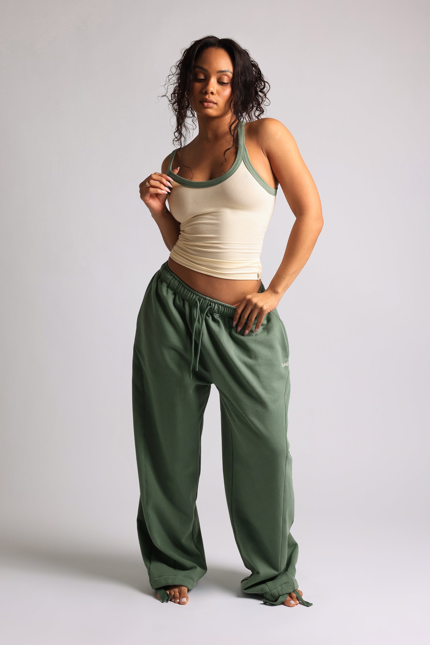TwoTone Rounded Plunge Tank - Honeybutter/Garden Green