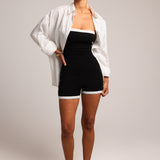 Contrast Strapless Romper - Black/White