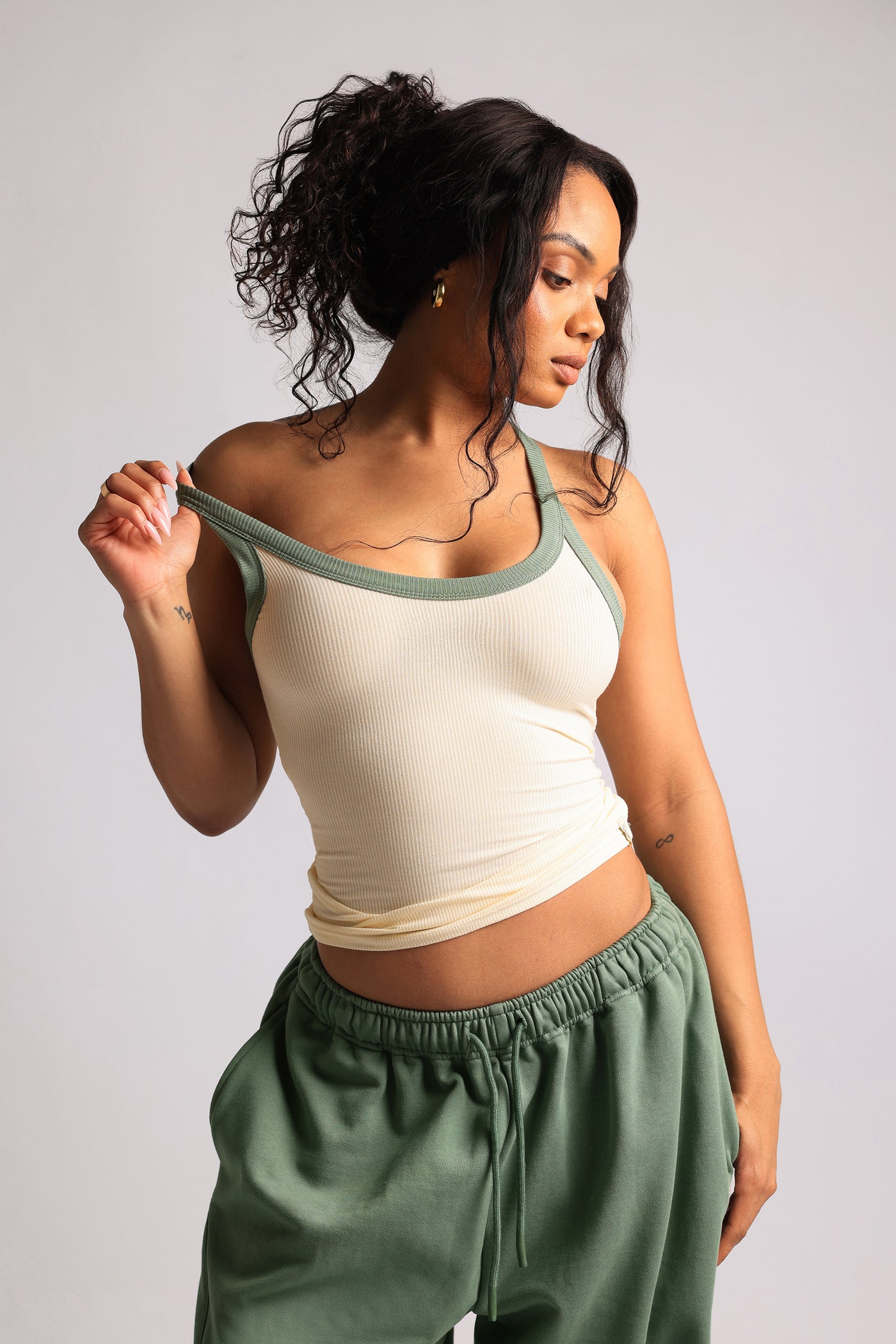 TwoTone Rounded Plunge Tank - Honeybutter/Garden Green