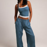 Layered Halter Tank - Azul/White