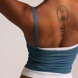 Layered Halter Tank - Azul/White