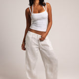 Layered Halter Tank - Light Heather Gray/White
