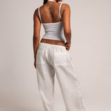 Layered Halter Tank - Light Heather Gray/White