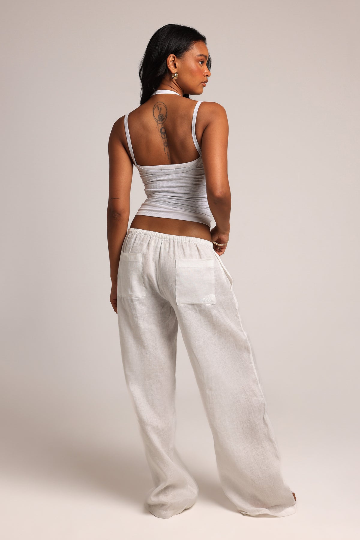 Layered Halter Tank - Light Heather Gray/White