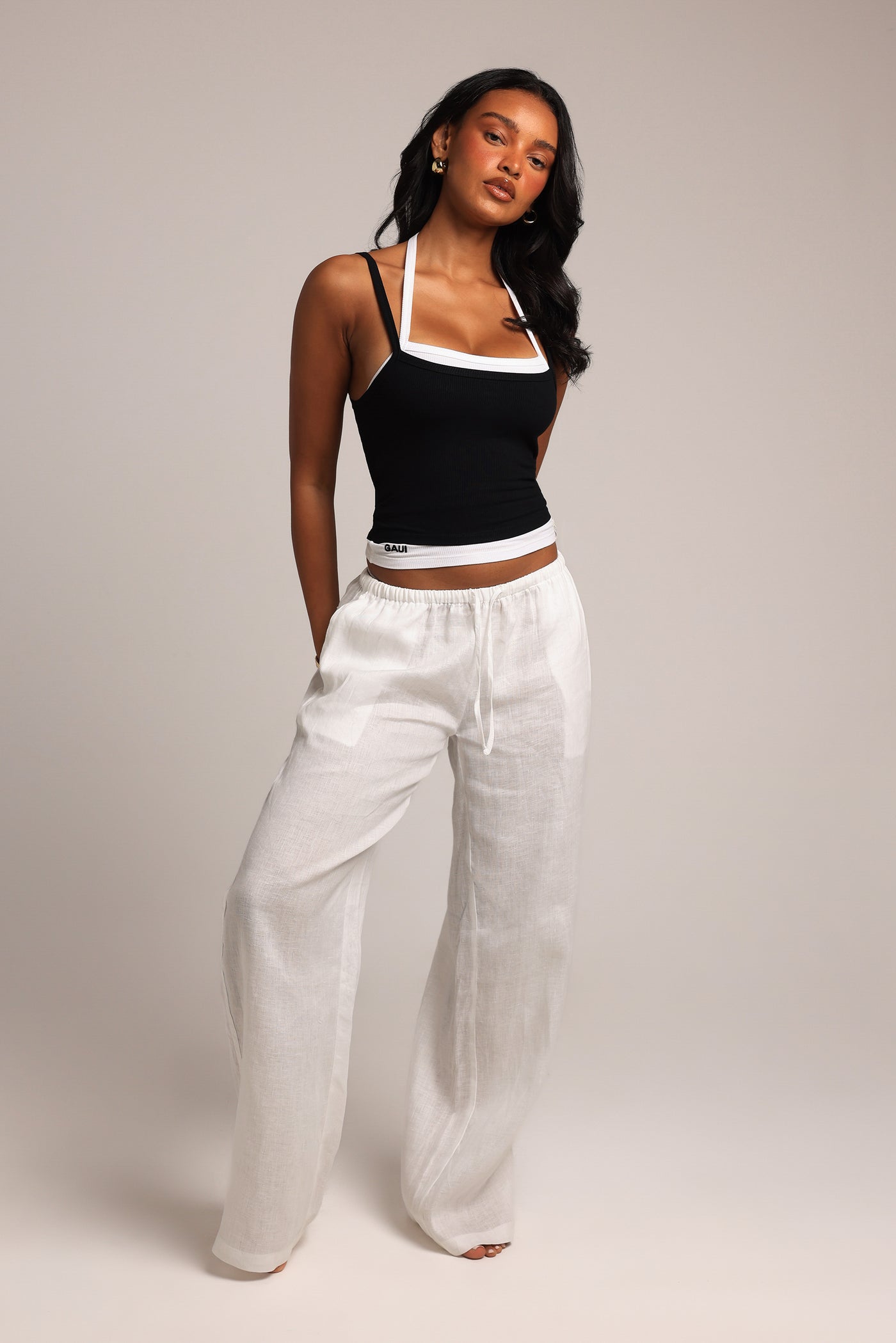Layered Halter Tank - Black/White