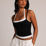 Layered Halter Tank - Black/White
