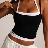 Layered Halter Tank - Black/White