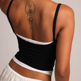 Layered Halter Tank - Black/White