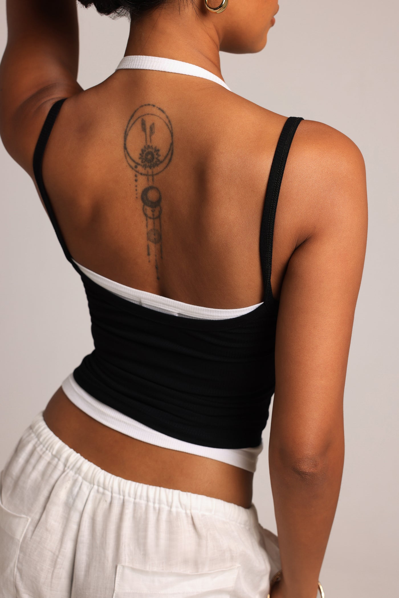 Layered Halter Tank - Black/White