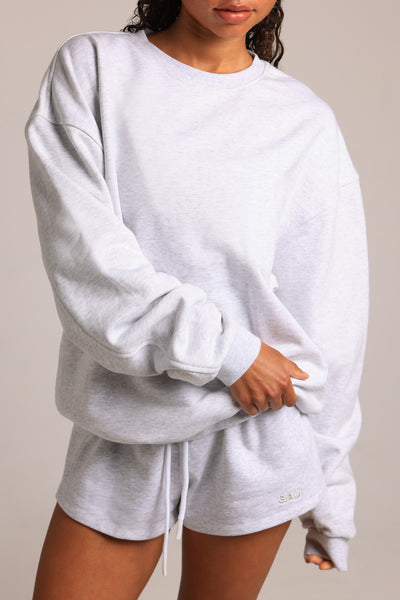 Crewneck Oversized Sweatshirt - Light Heather Gray
