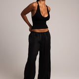 Plunge Split-Back Tank - Black