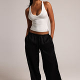 Plunge Split-Back Tank - White