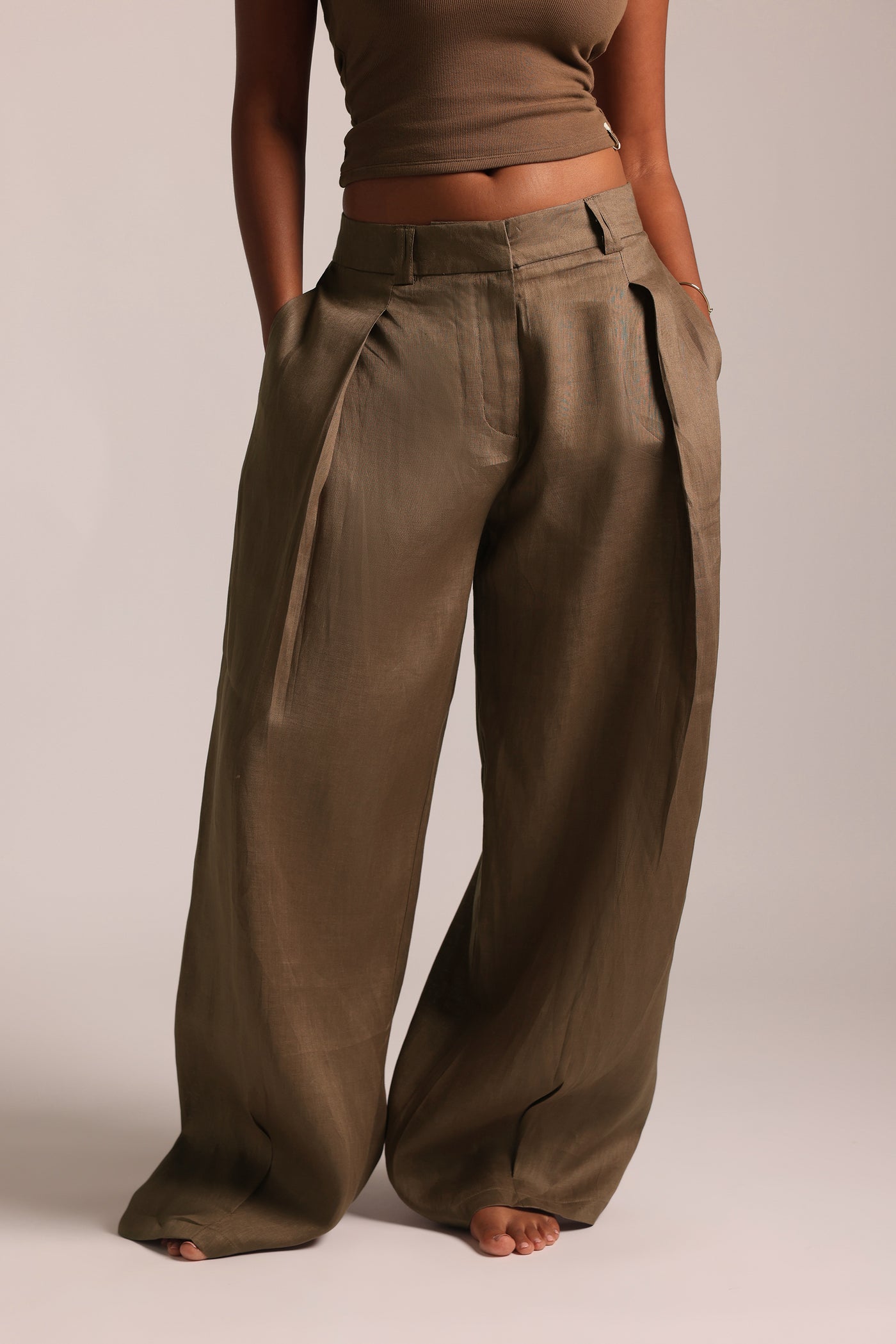 The Meridian Linen Trousers - Coconut