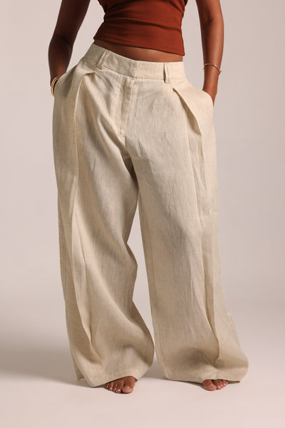 The Meridian Linen Trousers - Sand
