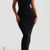 Slip-On Micro-Ribbed Maxi Dress - Black