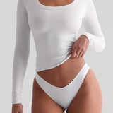 U-Shape Long Sleeve T-Shirt - White