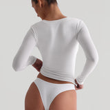 U-Shape Long Sleeve T-Shirt - White