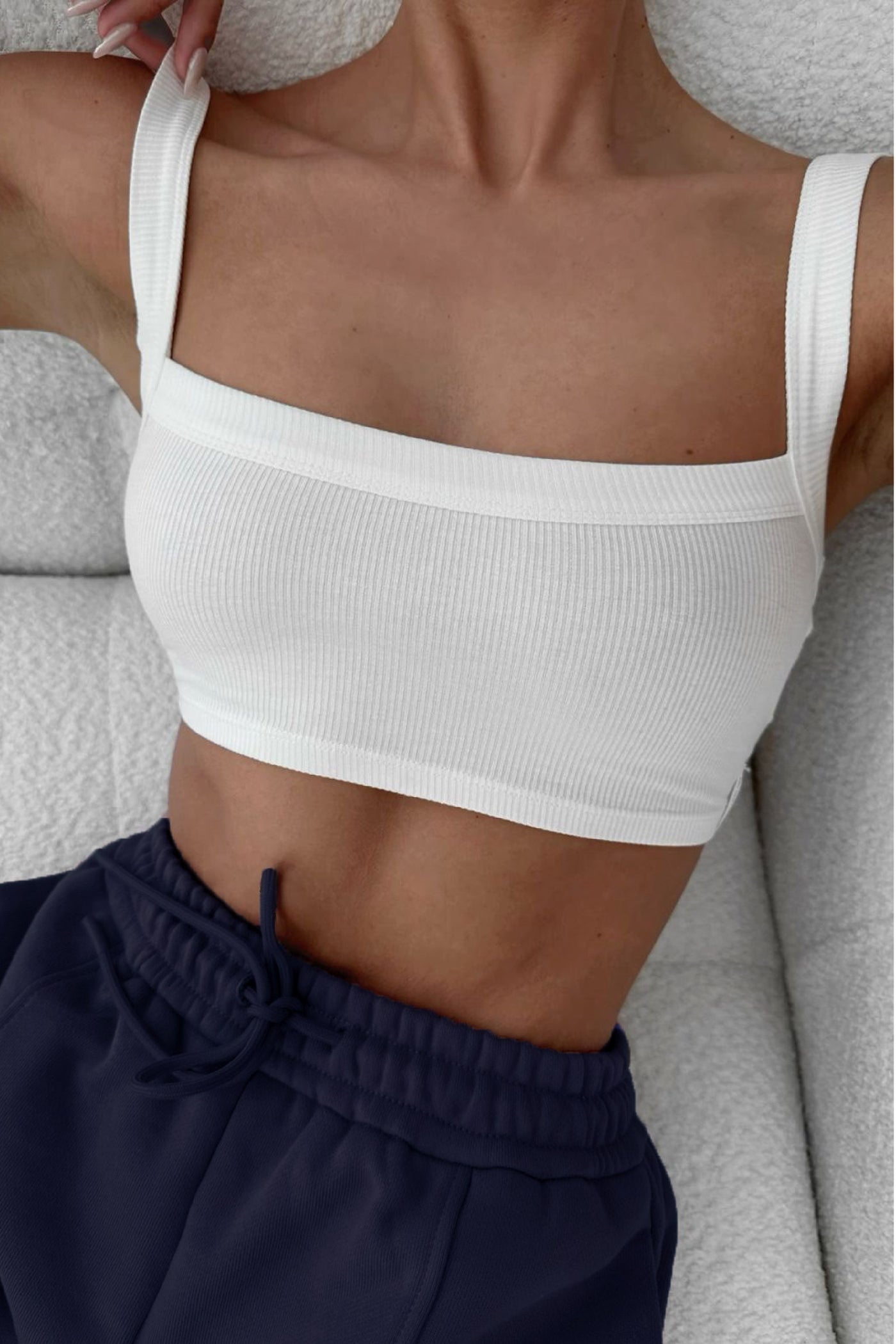 Staple Micro-Ribbed Bralette - White