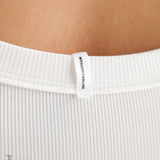 Scooped Micro-Ribbed Bodysuit - White