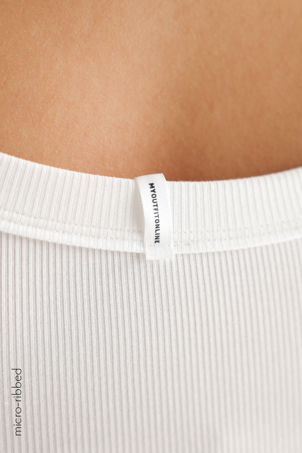 Scooped Micro-Ribbed Bodysuit - White